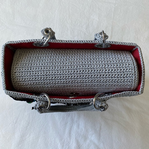 Grey Crocheted Sequin & Beaded Butterfly Purse - Picture 8 of 14